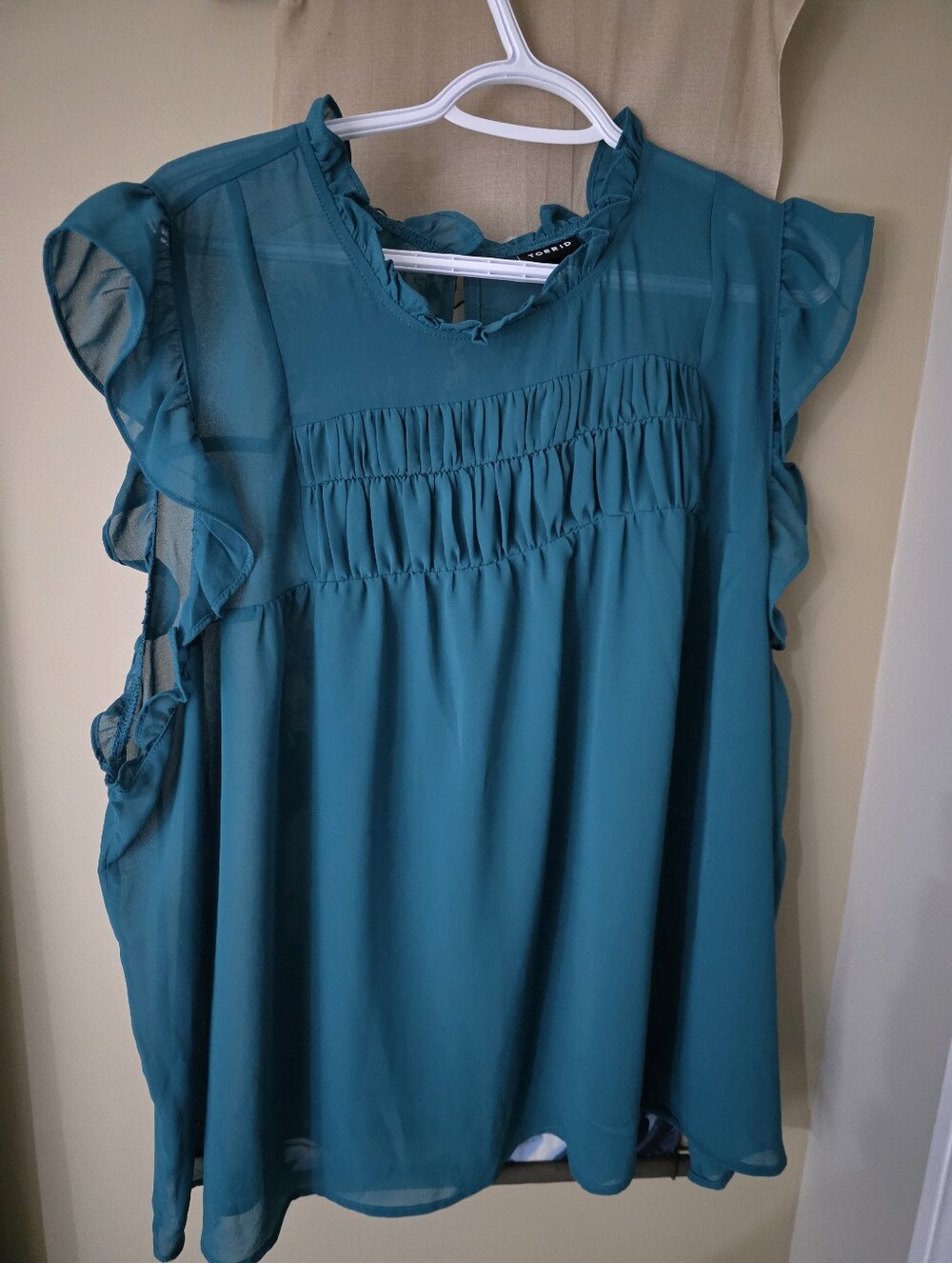 Torrid 3 Green Sheer Blouse